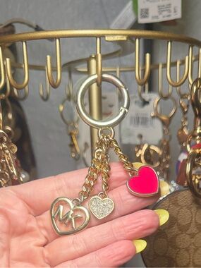 Michael Kors Gold Heart Charm Purse Keychain Bag Fob